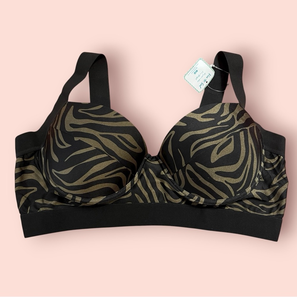 Black and Green‎ Zebra Print Bikini Top
